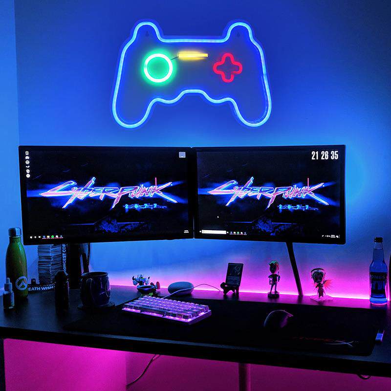 电竞游戏装饰灯牌 房间氛围装饰灯 游戏手柄LED氛围灯