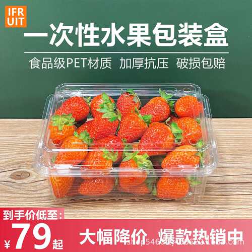 一次性水果盒子带盖透明塑料草莓盒500克打包盒一斤装水果包装盒