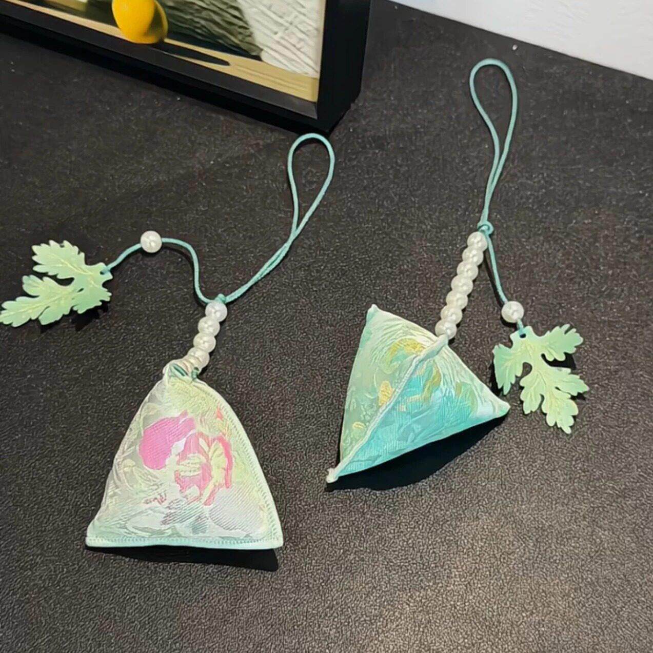 端午节艾草粽子挂件手工刺绣品高颜值精致随身车载端午挂饰装饰品