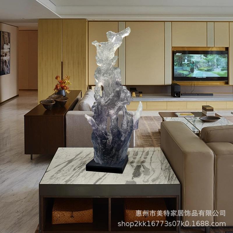 现代意创象透明树脂雕塑太湖石件酒店客厅03玄关软装装摆饰抽工艺