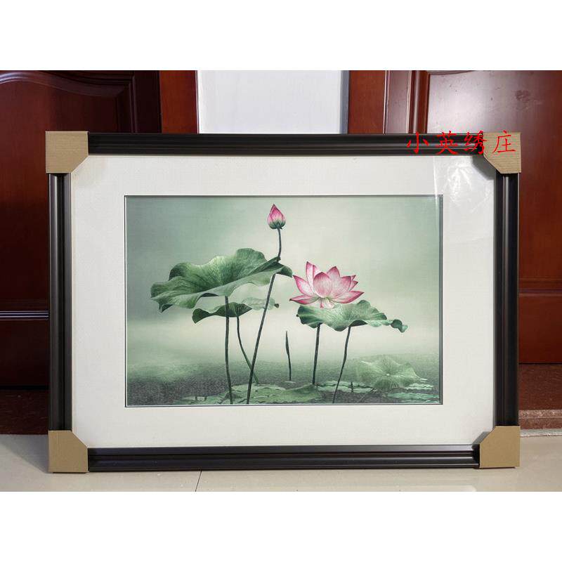 纯手工新款精品苏州刺绣画苏绣成品挂画玄关装饰画4060荷花