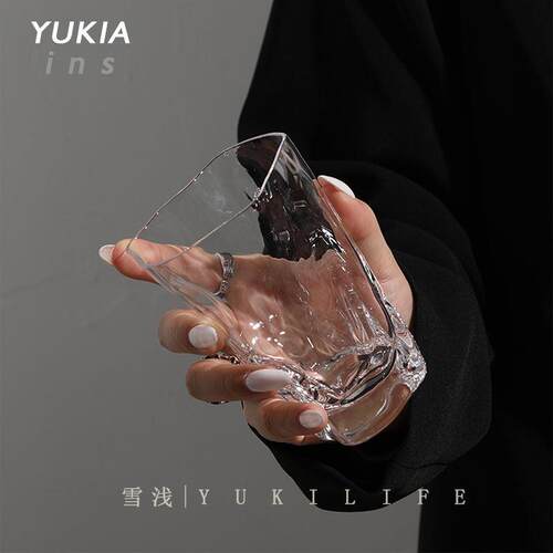 高山流水 YUKI雪浅中古玻璃杯 水晶酒杯威士忌杯日式侘寂随型杯子