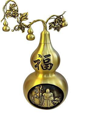 铜葫芦摆件福如东海黄铜葫芦光面葫芦工艺品摆件厂家