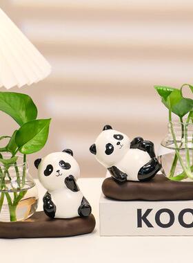 桌面摆件创意装饰高级感新款可爱手工办公室工艺品礼物熊猫装饰品