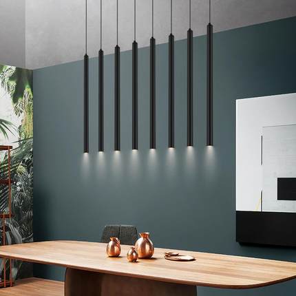 吧台吊灯现代简约长筒圆柱型前台灯具极简北欧餐厅吊灯led网红灯