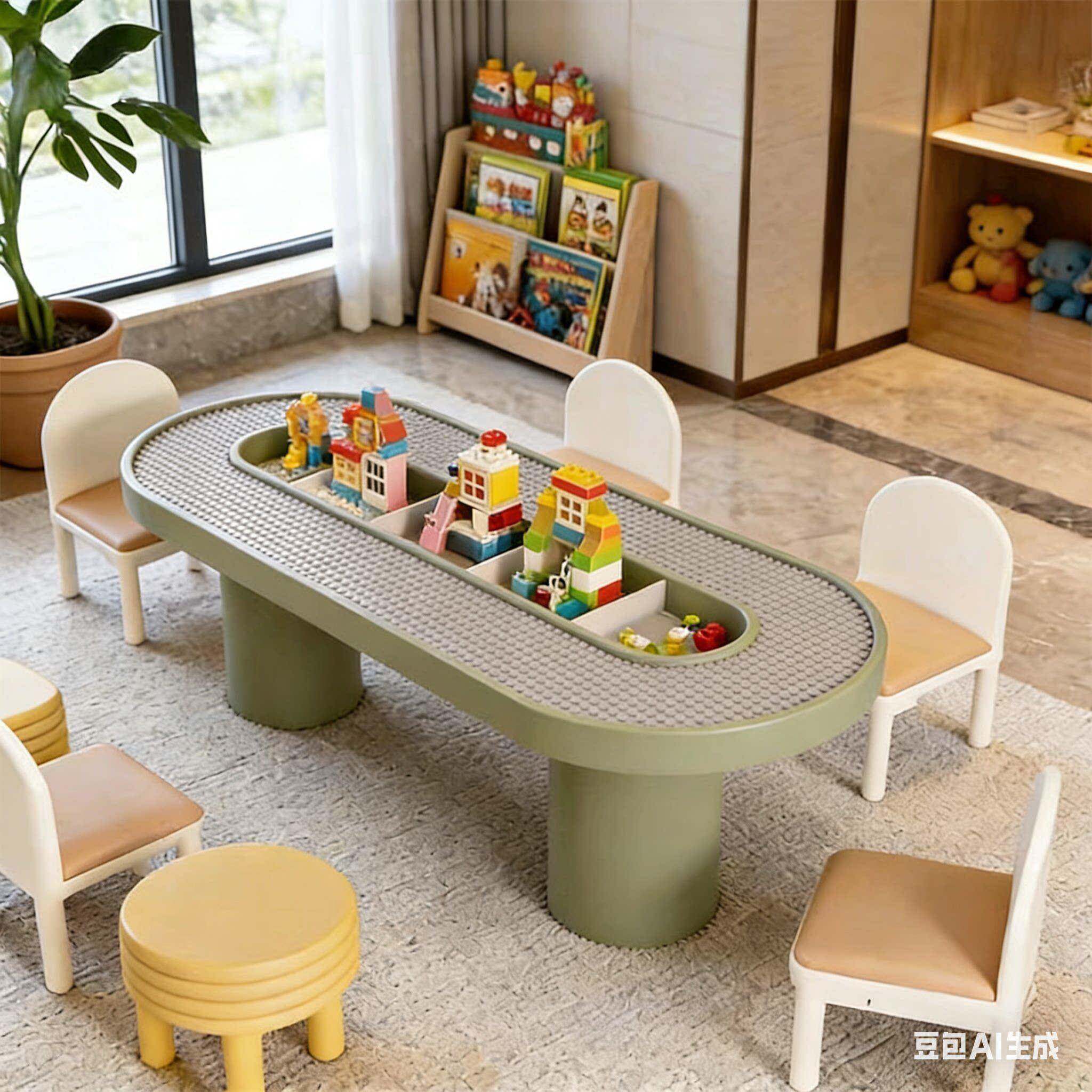 样品屋展示中心处儿童桌椅组合幼儿园书桌手工绘画桌学习桌培训桌