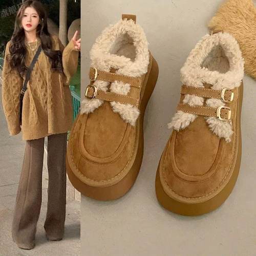 勃肯鞋女士鞋子2025新款爆款冬季加绒加厚保暖雪地靴34码毛1215r