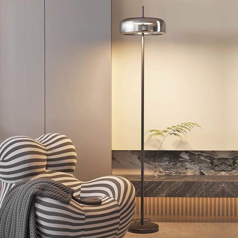 高级灰意式极简落地灯客厅氛围灯沙发旁轻奢台灯立式床头玻璃灯具