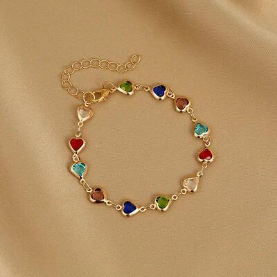 Vintage Gold Color Chain Bracelet for Women Colorful Crystal