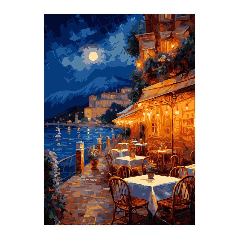 数字油画diy填充手绘填色客厅卧室油彩装饰画手工油画5070带内框