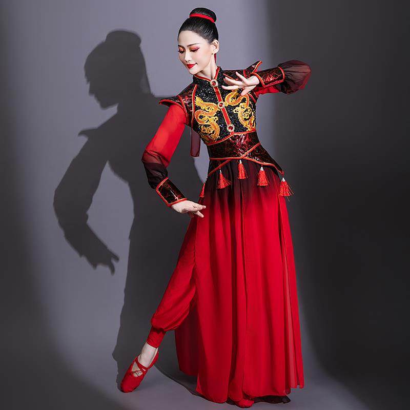 高档古汉服骁侠中客女国风武侠剑舞花木装兰打鼓演出象王行舞服蹈