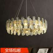 全铜吊灯后现代轻奢水晶客厅灯简约创意圆形餐厅家用大气卧室吊灯