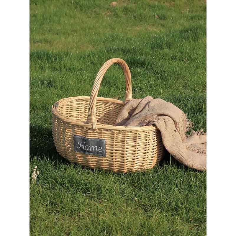 柳手花编藤之家柳编藤编摘收纳手提TOS儿童提采野餐复古日式子