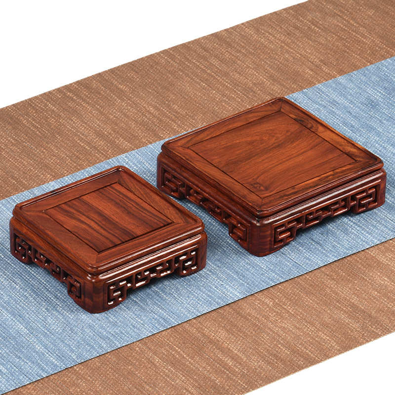 檀木底座红木摆件底座实木神像香炉石头鱼缸托茶壶花瓶回纹底座