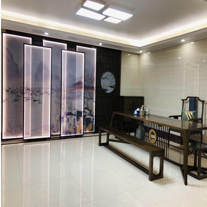 新中式屏风山水落VBH地灯软大装工程酒店堂展厅断装饰楼售处茶室