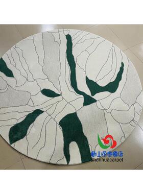 现代简约中式绿色水墨画圆形客厅茶几沙发餐厅地毯书房卧室门口垫
