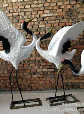 玻璃钢仙鹤公园草地树脂仙鹤雕塑摆件各种园林小动物吉祥鹤现货