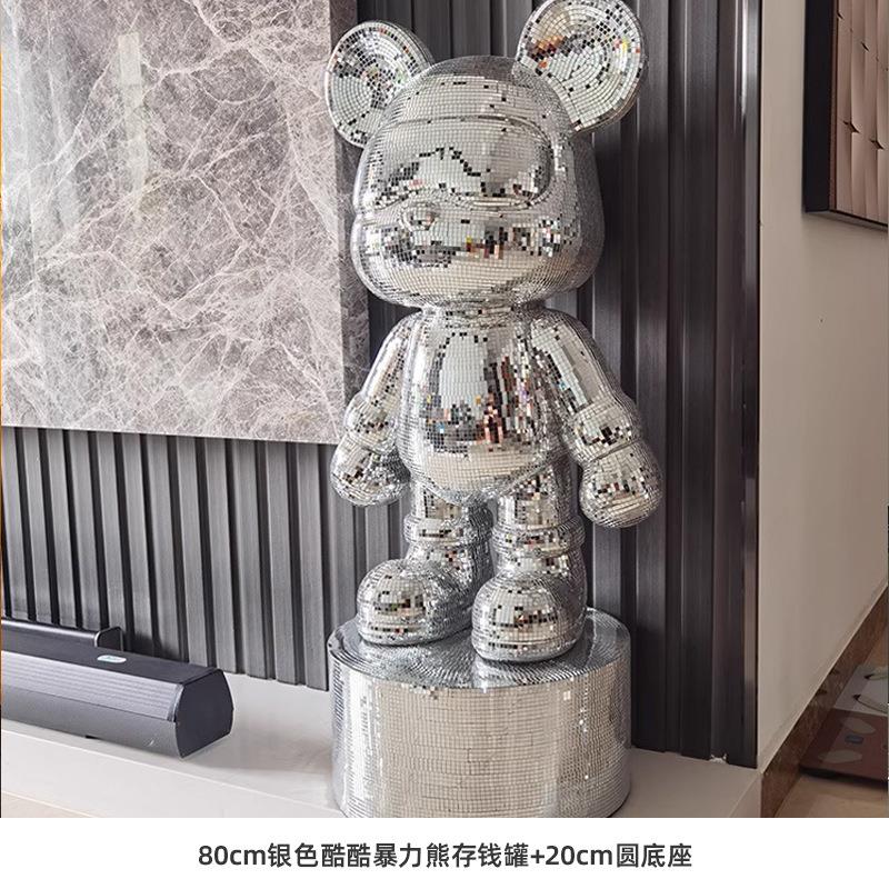 高档贴片熊摆件客厅玄关展示柜家居店铺样板房装饰品乔迁送礼礼品