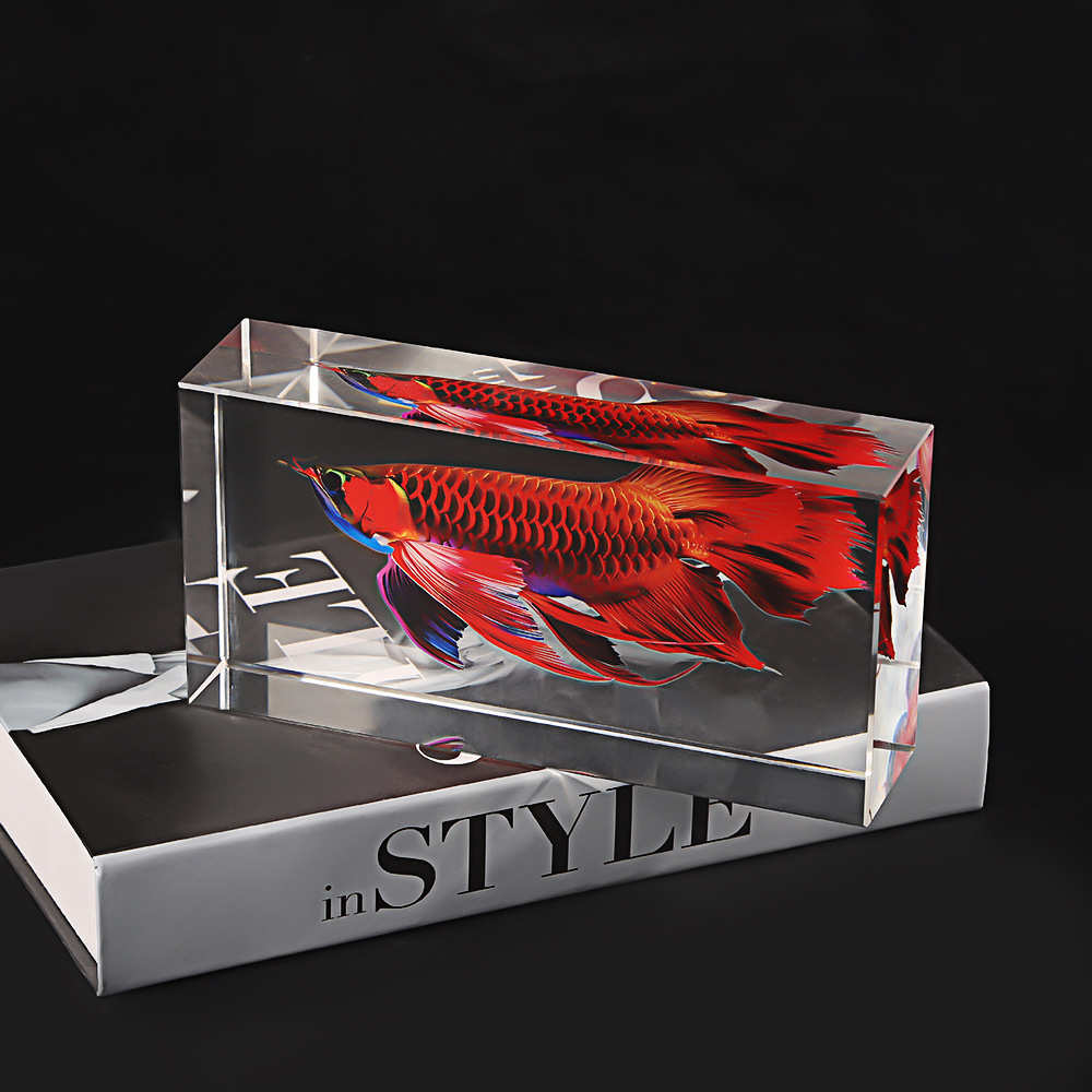 砖彩印动物工艺品造景动物桌面居家玄关玻璃砖装饰摆件创意水晶