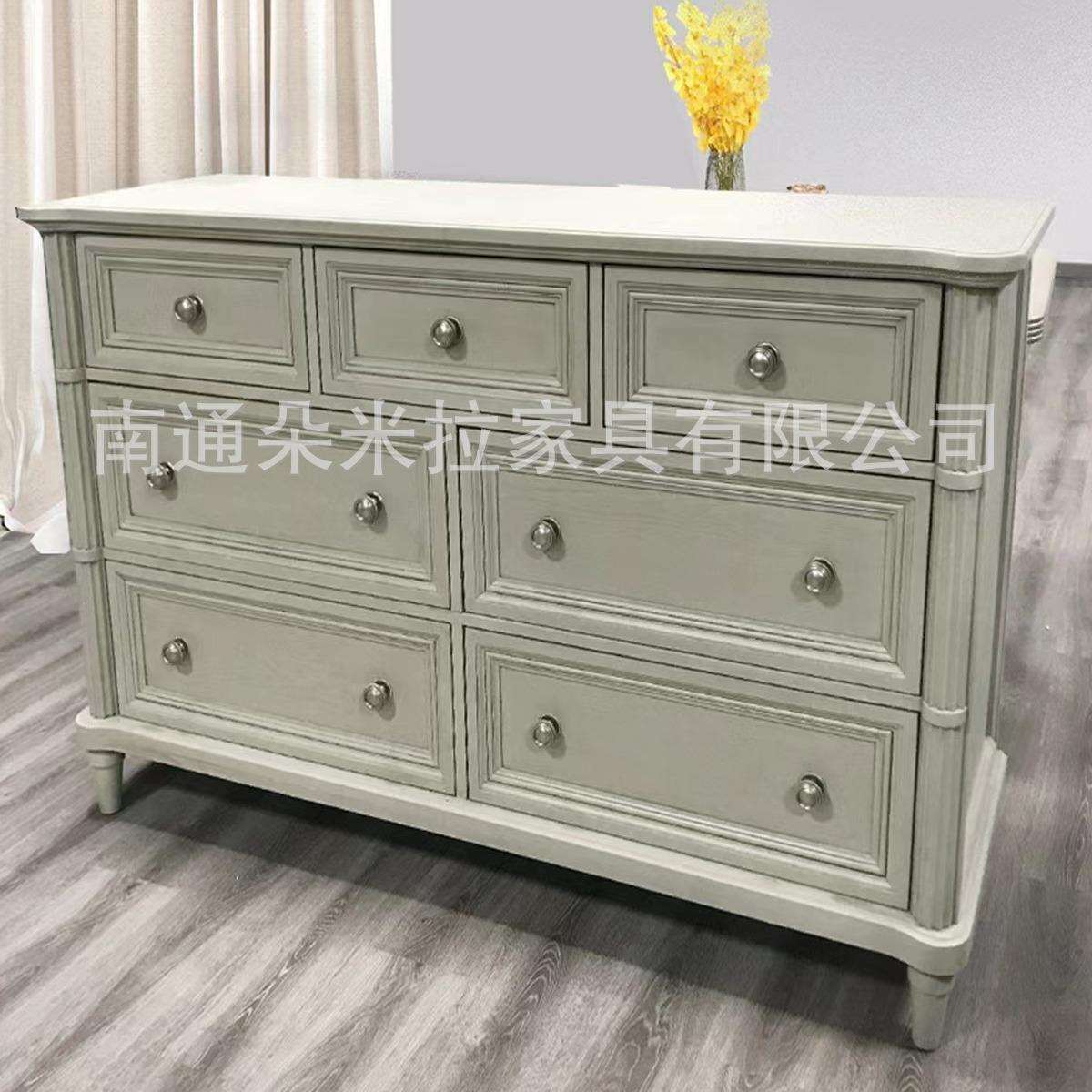 美式乡村复古实木床头柜收纳柜小柜子欧式简约红橡木卧室床边柜子