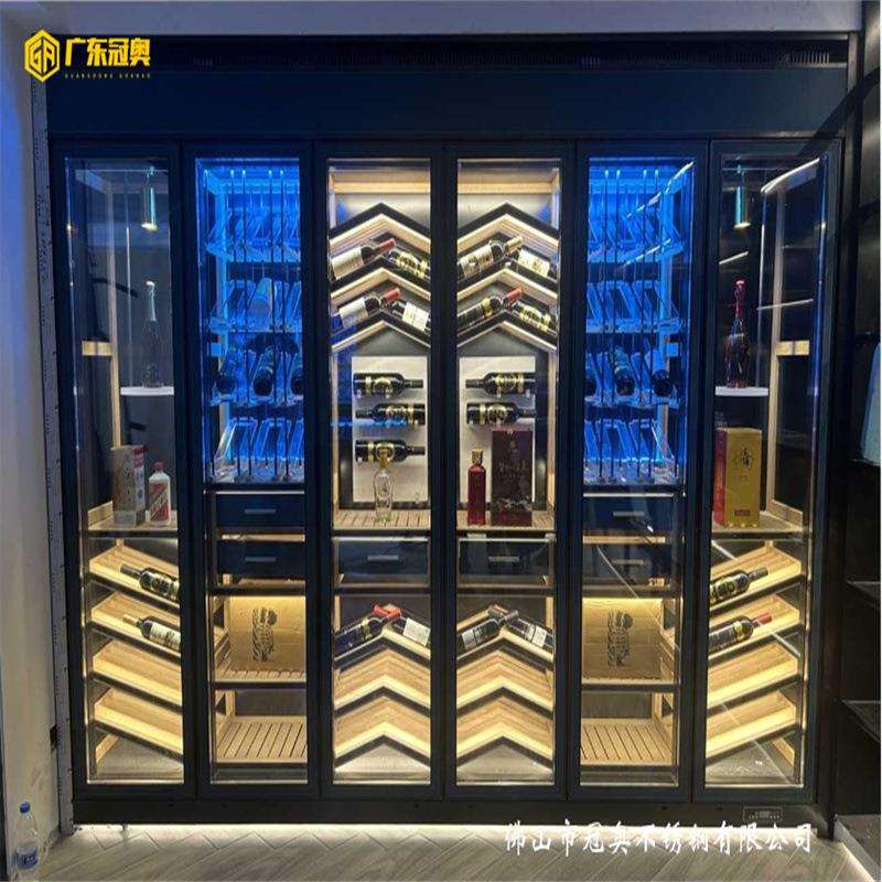 高档酒水不锈钢恒温展示柜 酒吧KTV 夜场不锈钢酒架柜子