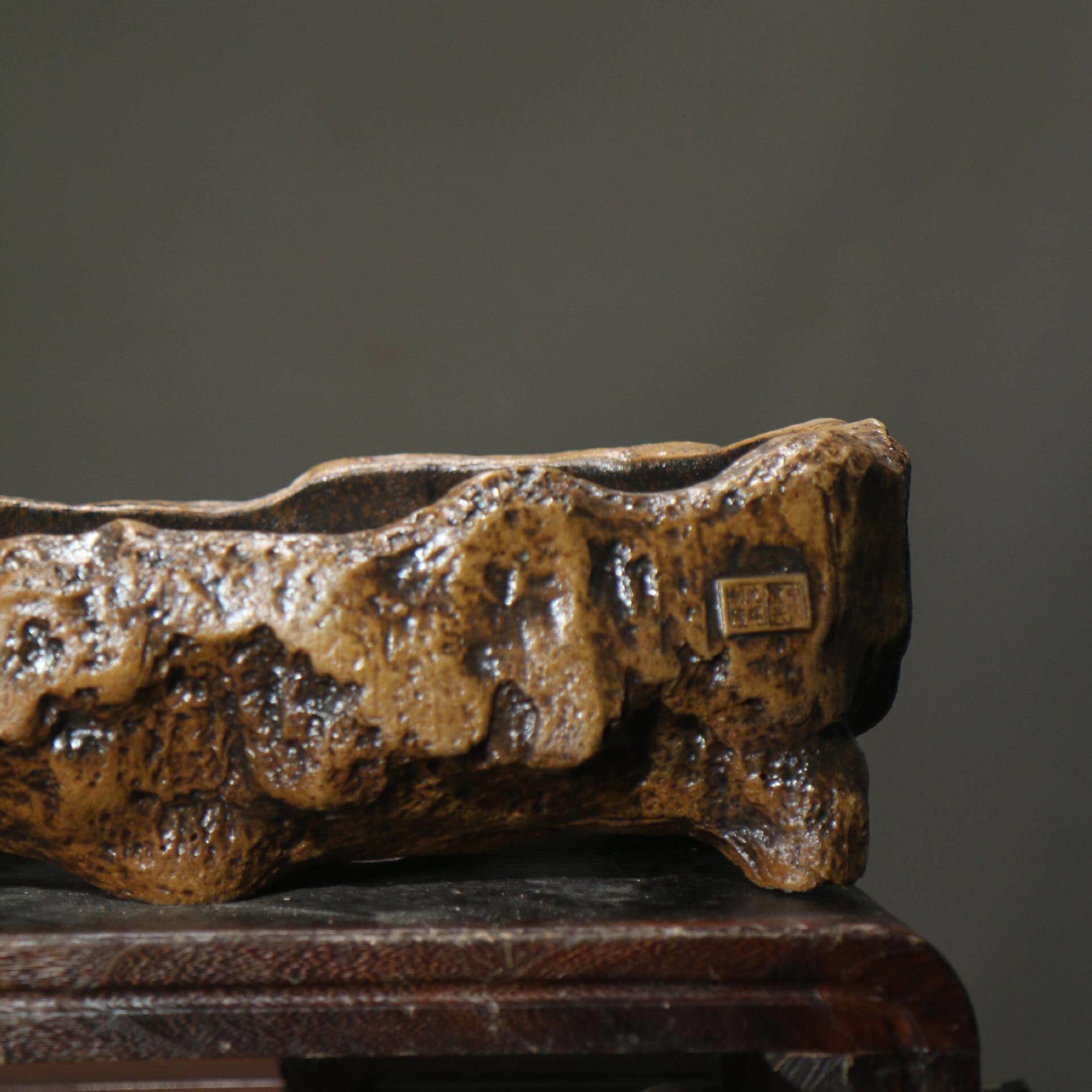 紫砂花异形盆地景盆创意手工柴庭烧tb-70997釉盆盆大号院子面玄关