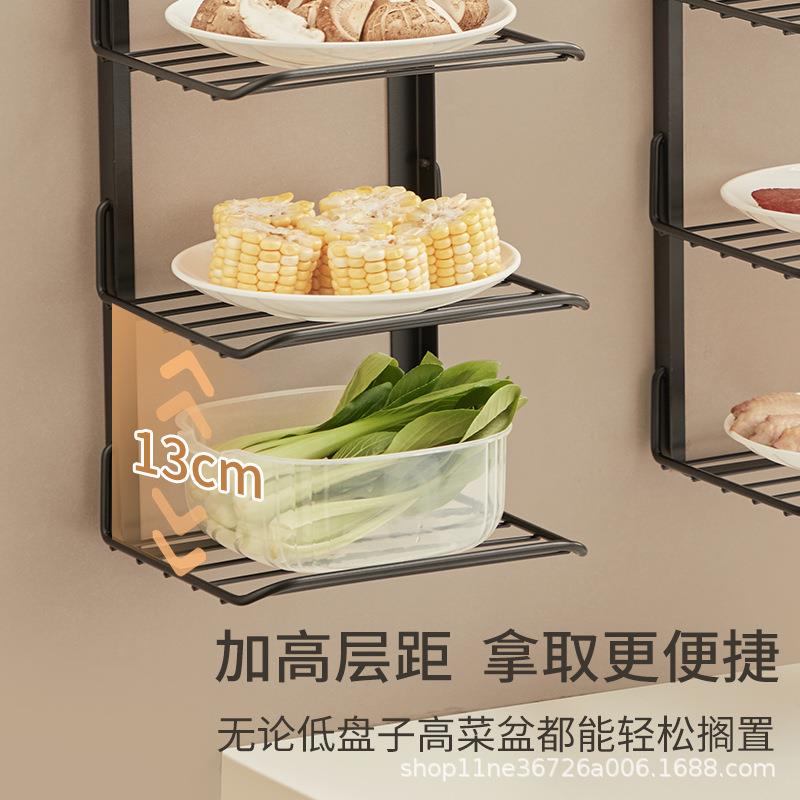 胡桃木备个物房备菜置物架多挂多层配菜盘碗碟功厨能可折叠壁家用