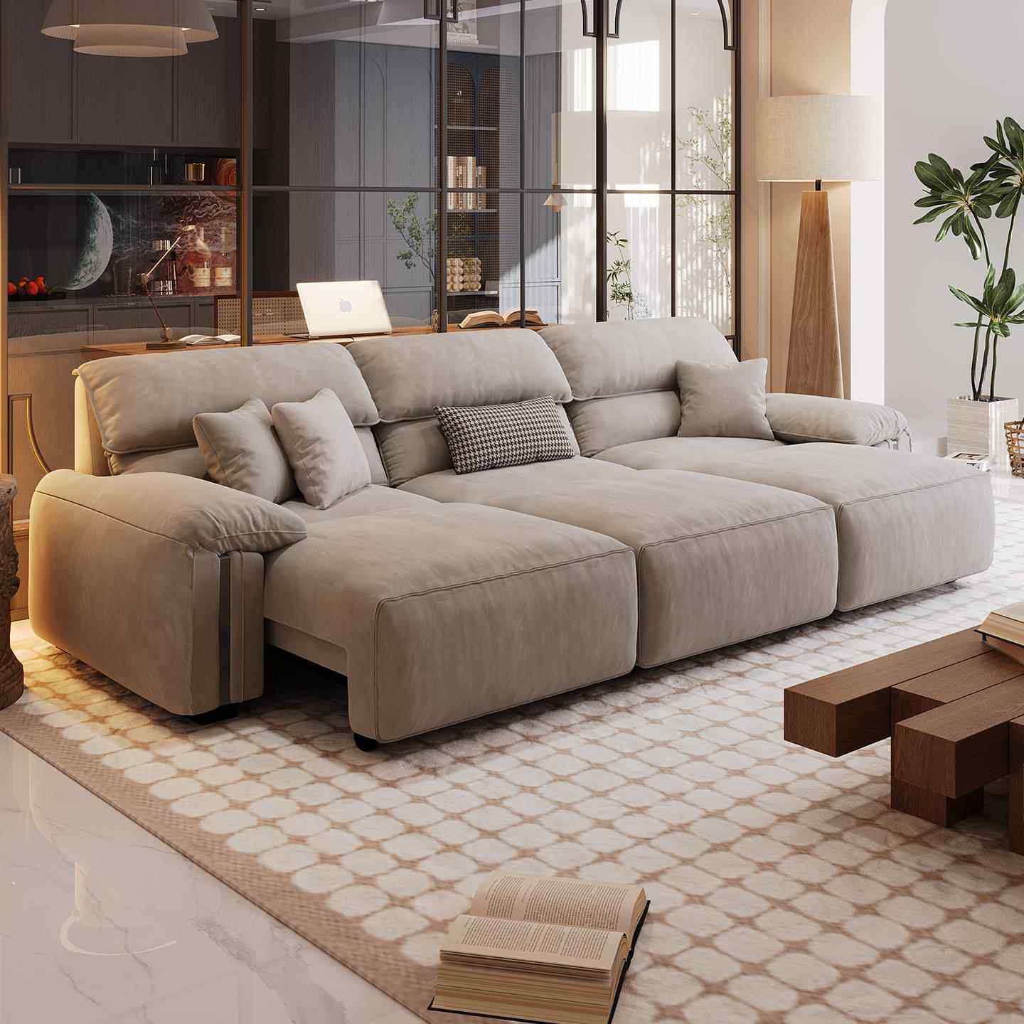 政府补贴 电动功能沙发客厅2025新款伸缩调节布艺沙发床一体两用