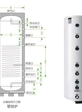 专业定做100L承压保温水箱 壁挂炉盘管换热 白色外壳