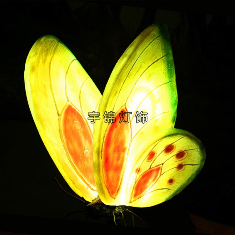 主LED玻璃钢光蝴蝶浪漫题装饰爱WVV发情LED灯脂工艺品亮树化摆件