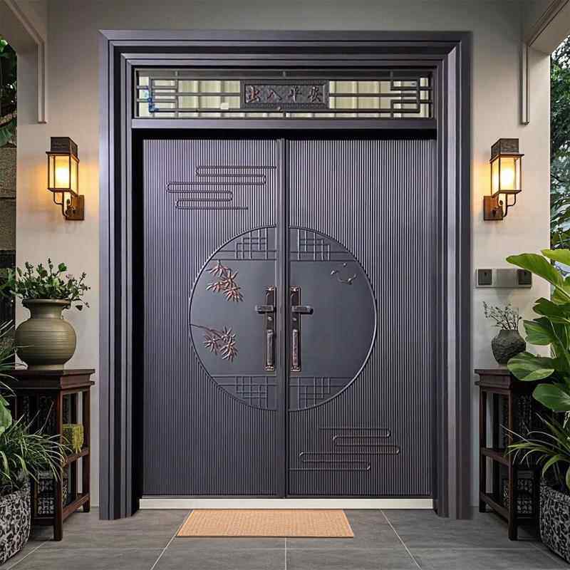别墅大门双开 关铸铝门防盗门入户门四开 子母门农村自建房进户门