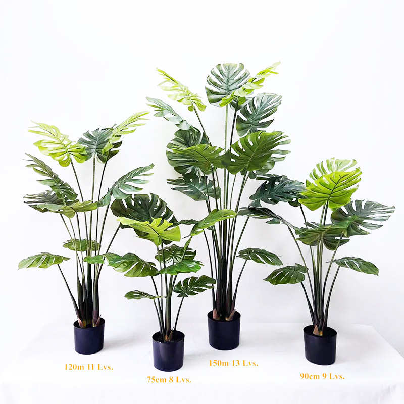 龟背竹大型仿真绿植盆栽盆景北欧家居装饰落地摆件仿真13头龟背叶