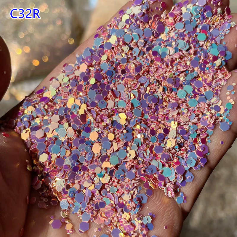 亮片 偏光闪皮革新款龙大金金光葱变色diy材料亮片美甲粉混合粉