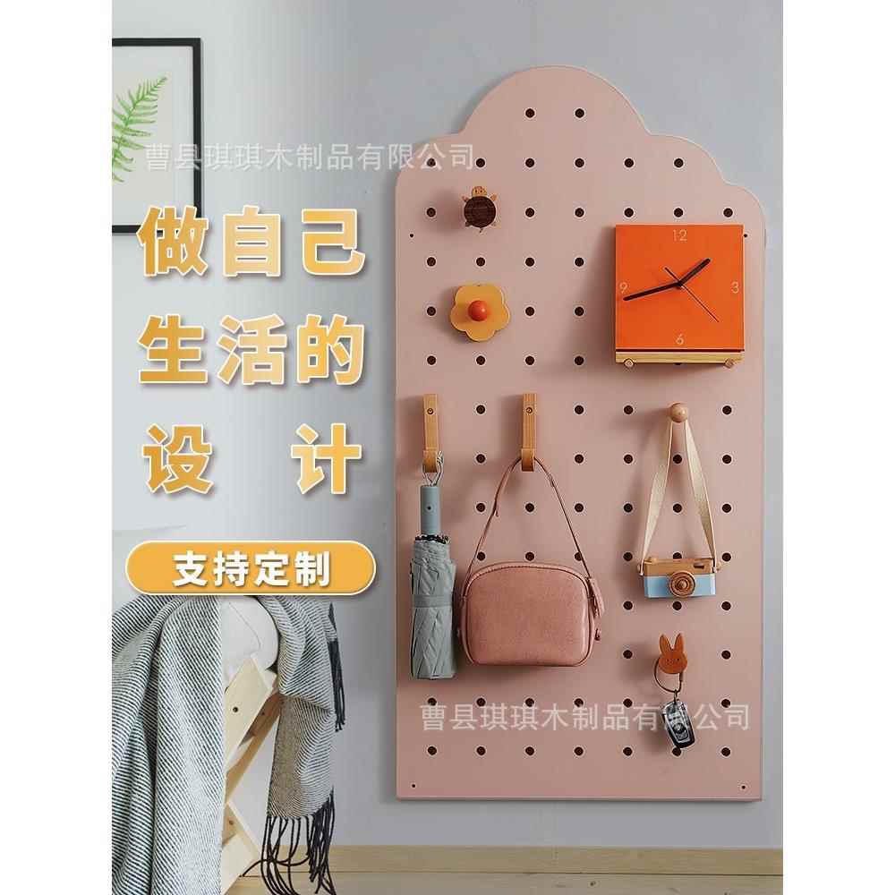进置门关云朵墙玄木质装饰洞洞板粉色白色装云朵饰物架收纳隔板上