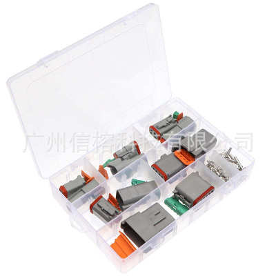 100PCS盒装德尔福汽车线束插头防水连接器2/3/4/6/8/12p+公母端子