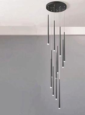 l复ed式挑空长吊灯创意轻奢现代居别墅chandeli家er旋转楼279梯吊