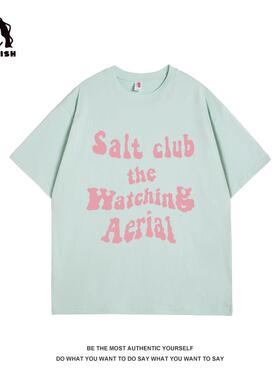 SALT 日系粉色字母印花短袖T恤女2026夏季新款温柔纯棉显瘦上衣潮