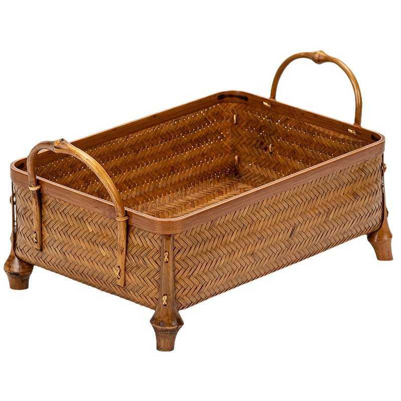 复古竹编篮收纳筐手工编织水果篮茶几零食茶具收纳筐中式野餐提篮,收纳整理,其他收纳篮,淘宝优惠券,粉丝福利购,淘宝优惠卷