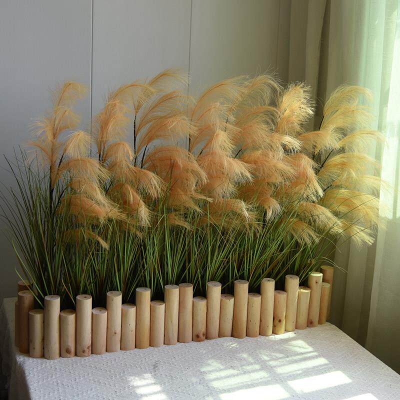 不掉毛芦苇草彷真花排造景室内装饰场景布置服装店橱窗楼梯间景观