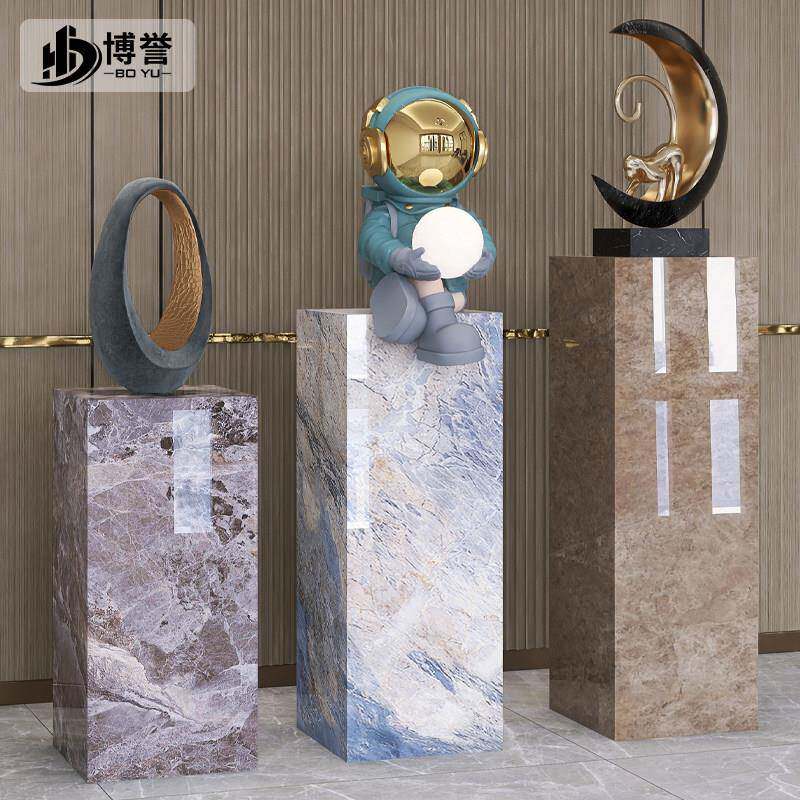 岩板立柱子大理石摆件底座展示摆台电视柜侧旁边花架子客厅落地式