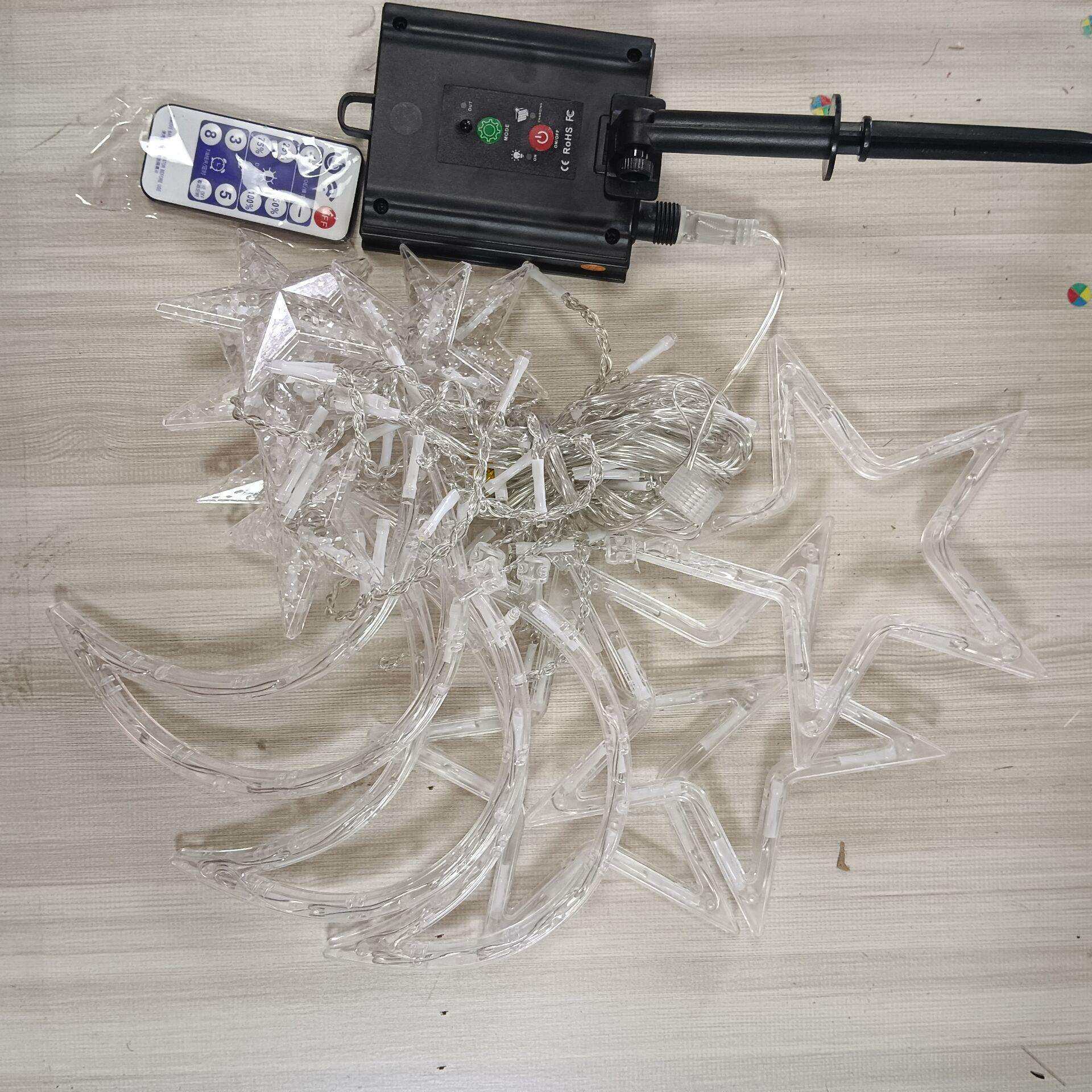 led太阳能星星月亮灯彩灯串灯户外灯串圣诞节窗帘灯加工室外