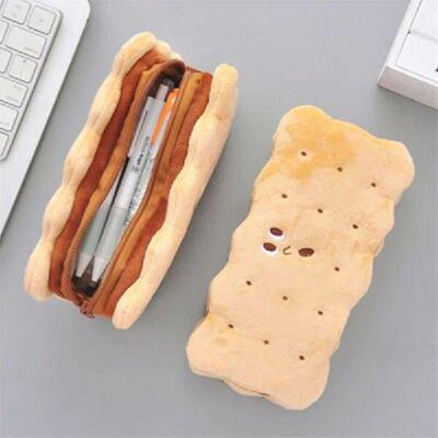 Pencil Box Kawaii Biscuit Shape Plush Cookies Pencil Bag