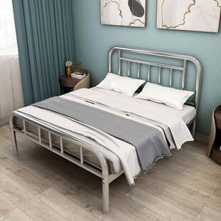 不锈钢床304加厚1.8m单人床公寓卧室现代简约1.5米双人钢架铁艺床