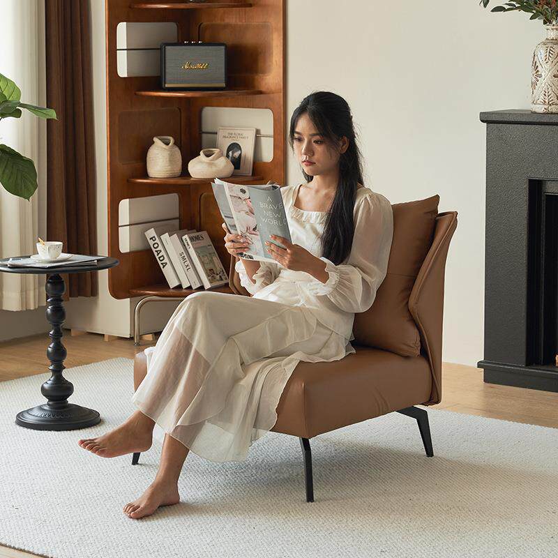 意式轻奢单人沙发办公接待小户型休闲家用客厅卧室阳台沙发椅组合