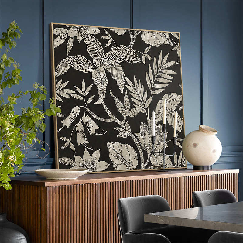 美式客厅餐厅玄关装饰画法式简约大幅挂画高级感复古植物花卉壁画图片