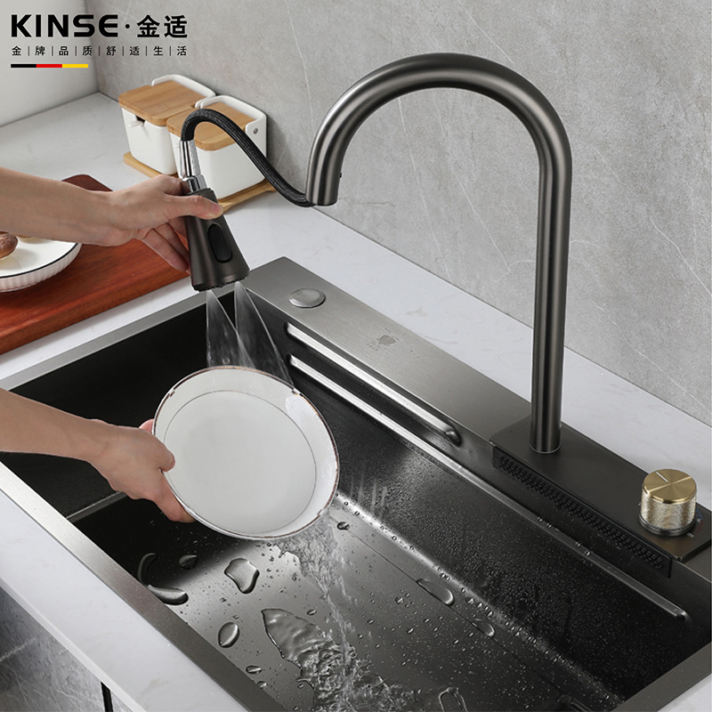 304不锈钢水槽套装 飞雨多功能水槽龙头 多功能抽拉厨房龙头水槽