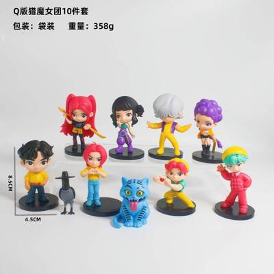 跨境Q版猎魔女团男团手办模型老虎乌鸦鲁米佐伊扭蛋摆件模型