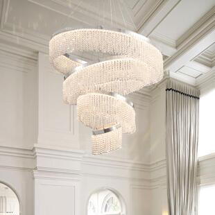 中古风客厅灯吊灯水晶法式现代轻奢别墅挑空楼梯复式楼大厅大吊灯