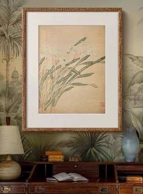 法式中国风复古客厅装饰画中新式关柜餐画厅CKT卧室挂玄古典花卉