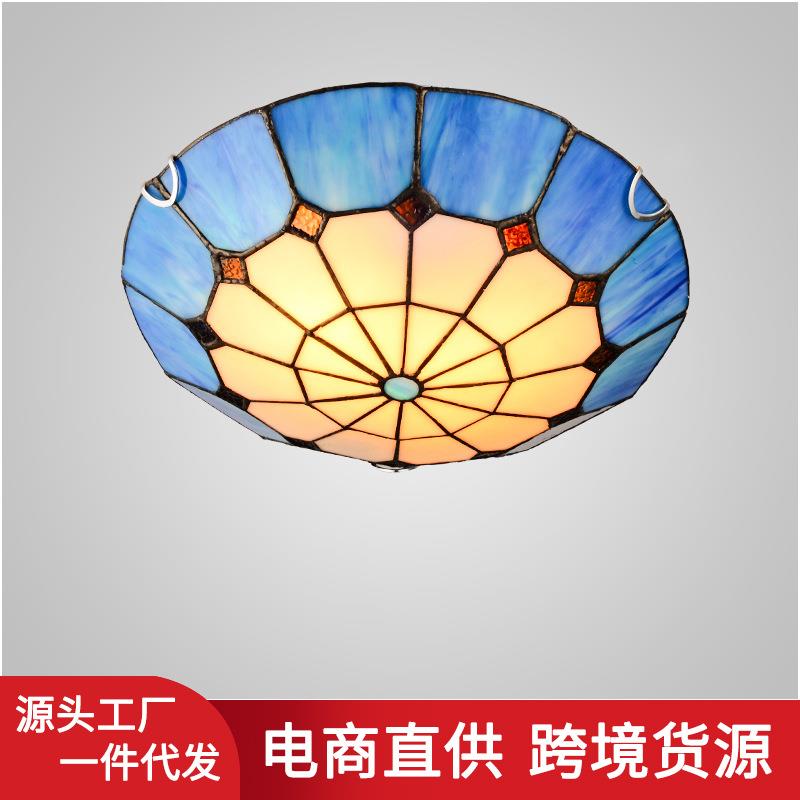 地中海吸顶灯卧室儿童房间灯蒂凡尼简约客厅餐厅吸顶灯阳台走廊灯